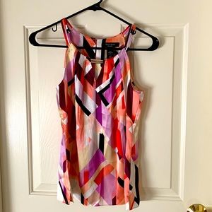 WHBM Silk Stretch multi-color sleeveless blouse. Size 2 Petite